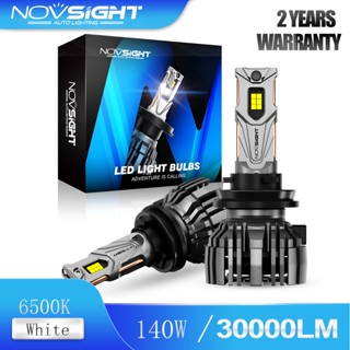 Novsight 2Pcs N67 H11 ไฟหน้ารถ LED Hi/Lo Beam 140W 30000LM 6500K Super Bright White Light การออกแบบพัดลมในตัว