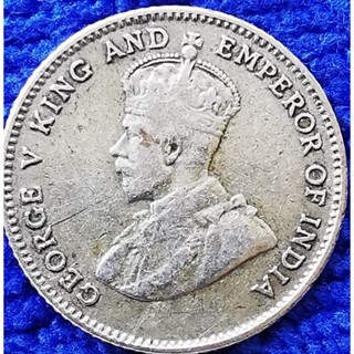 เหรียญ​มาลายา Straits​ Settlement, 10 Cents, ยุค​ George V, (เนื้อ​เงิน​ Silver), #​2608T, ใช้แล้ว