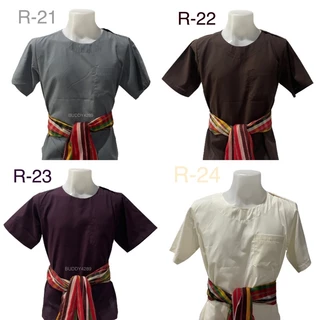 เสื้อไทยผ้าพื้นคอกลม ผู้ใหญ่ กระดุมบ่า หลายสี (สีโทนสีสุภาพ โทนอ่อน โทนพาสเทล) มีมากกว่า 25 สี