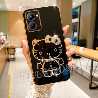 เคสโทรศัพท์มือถือนิ่ม ลาย KT น่ารัก พร้อมขาตั้งกระจก สําหรับ Realme 10 Pro Plus Pro+ 9i C33 C30S 4G 5G Realme10 10Pro 10Pro+