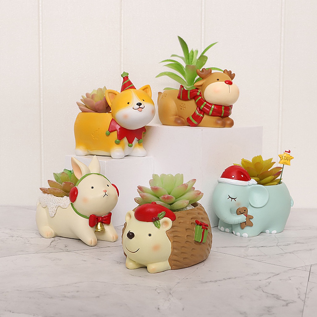 กระถางเรซิ่นคริสต์มาส Cristmas กระถางไม้อวบน้ำ กระถางแคตตัส เทศกาล ปีใหม่ ของขวัญ - รูปที่ 4