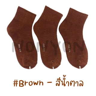 {แพ็ค12คู่} ถุงเท้าข้อกลางสีพื้นผ้าหนาTN แพ็ค 12 คู่ Freesize