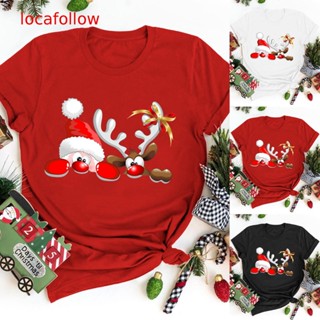 shirt【Locafollow】 Womens Christmas Print O Neck Short Sleeve Blouse Tops Tees T Shirt