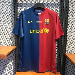 【WLGW】เสื้อกีฬาแขนสั้น ลายทีมฟุตบอล Barcelona Jersey 2008-2009 ชุดเหย้า สไตล์เรโทร ไซซ์ S-XXL