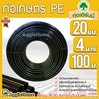 เอิร์นนี่ ท่อเกษตร PE ท่อ LDPE ขนาด 20 มิล (4บารฺ์) 4หุล (คาดเหลือง) ท่อเกษตร ระบบน้ำ ท่อพีอี ท่อ PE ท่อน้ำ มีตัวเลือก