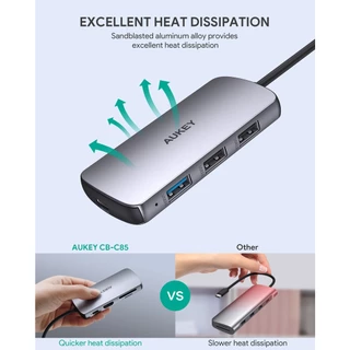 AUKEY CB-C85 USB C Hub ฮับ 8-in-1 with 4K HDMI, USB 2.0. USB 3.0, 100W PD Charging, SD&Micro SD Card Reader รุ่น CB-C85
