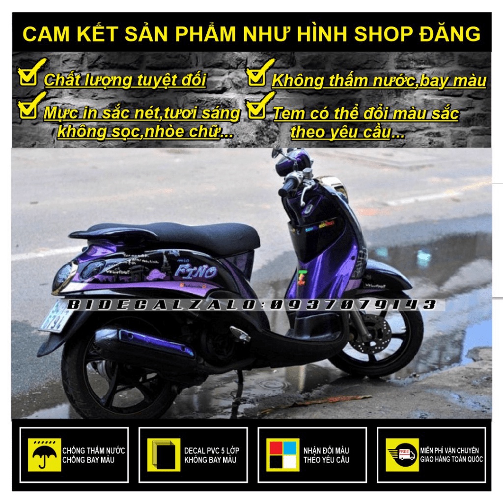 MIO CLASSICO FINO THAI REMOVABLE STICKER สติ๊กเกอร์ติดรถสีดํา - BI DECAL