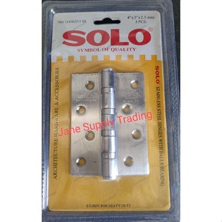 บานพับสแตนเลส Solo 4"*3" หนา 2.5 มม. รุ่น 1143025/3SS (แผงละ 3ตัว)