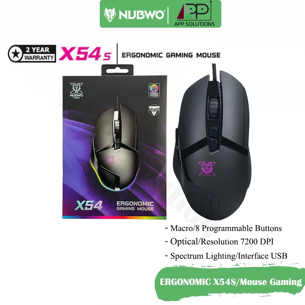 💥Nubwo  X54S💥MOUSE(เม้าส์)OPTICAL GAMING รุ่นERGONOMIC X54S(ประกัน2ปี)