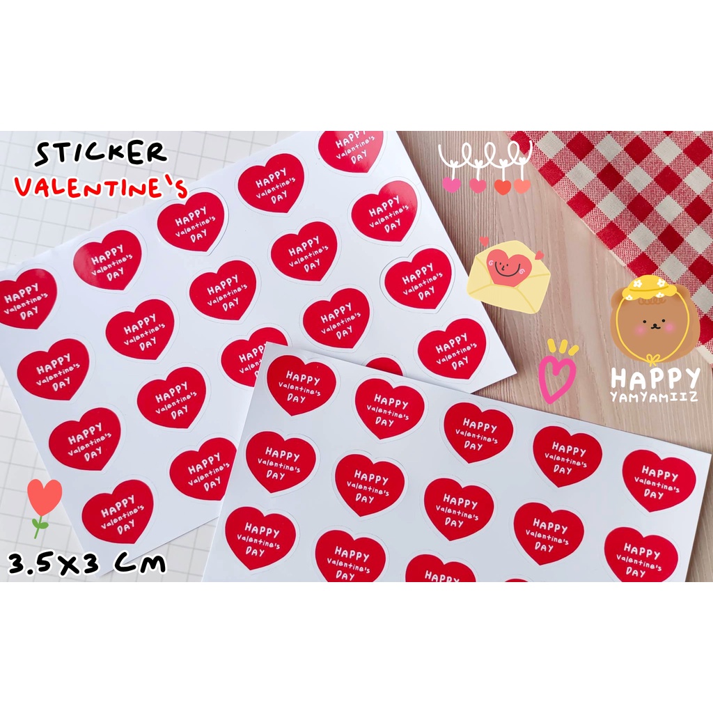 พร้อมส่ง สติกเกอร์ไดคัทรูปหัวใจ Happy Valentine's Day 20 ดวง
