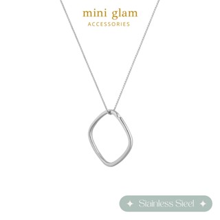 Miniglam Grace Minimal Square Ring Necklace (Silver) สร้อยคอจี้แหวนมินิมอลสี่เหลี่ยม สีเงิน