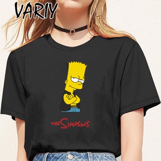 🌟พร้อมส่ง🌟【HOT】ผู้หญิง T เสื้อ The Simpsons สินค้าใหม่ Creative Aesthetic พิมพ์ Comfort Graphic T เสื้อ O-Neck