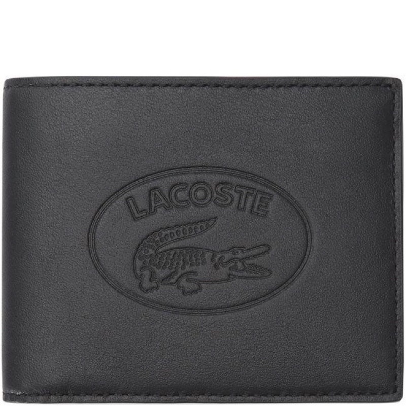 Lacoste Black Peacoat billfold wallet กระเป๋าสตางค์สีดำมือสอง ของแท้จากช็อปไทย จัดส่งพร้อมกล่อง