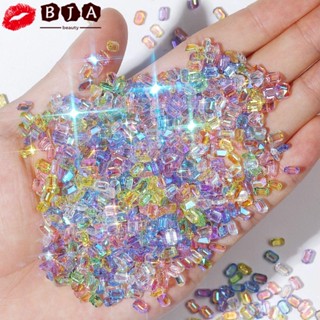 Bja เพชรเทียม คริสตัล ออโรร่า เรซิ่น แวววาว แฟชั่น สําหรับตกแต่งเล็บ DIY 100 ชิ้น
