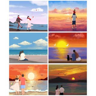 Ruopoty ภาพวาดสีน้ํามัน ตามตัวเลข รูปพระอาทิตย์ตก 60x75 ซม. 50x65 ซม. 40x50 ซม. สําหรับตกแต่งบ้าน Diy