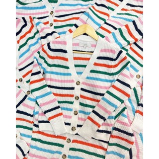 ⏸LOFT RAINBOW V-NECK CARDIGAN WOMAN เสื้อไหมพรมแขนยาวแบรนด์