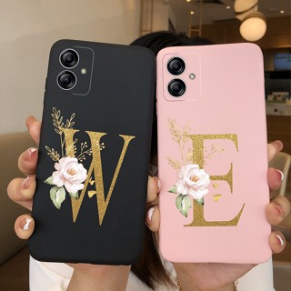 เคสโทรศัพท์ ซิลิโคนนิ่ม ลายดอกไม้ ตัวอักษร A to Z แฟชั่น สําหรับ Samsung Galaxy A04E A 04E A04E