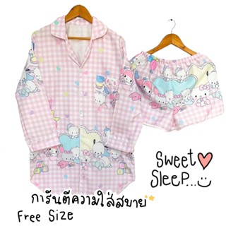 ชุดนอนผู้หญิงน่ารัก ใส่สบาย Sweet Sleep ชุดกระโปรง-กางเกงขาสั้น PJM004-015 สก็อตชมพูซานริโอ (ลาย 15)