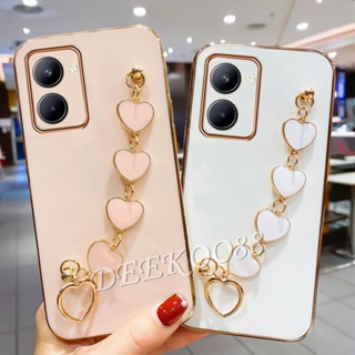 พร้อมส่ง เคสโทรศัพท์มือถือ TPU แบบนิ่ม ลายหัวใจ มีสายโซ่คล้อง สําหรับ Realme 10 Pro+ Pro Plus 4G 5G Realme10 10Pro 10ProPlus