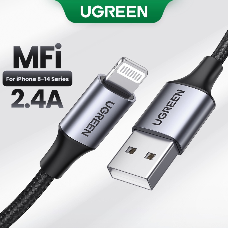 Ugreen USB AL 2.4A 1M/2M สายชาร์จเร็วสําหรับ iPhone 14/14 Plus/14 Pro/Pro Max