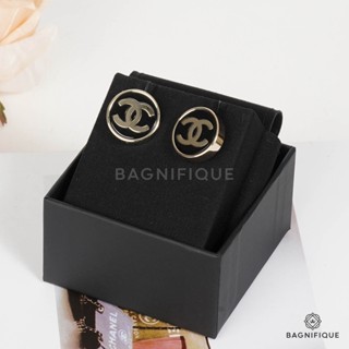 NEW CHANEL CIRCLE CC LOGO 1.5 CM BLACK GHW