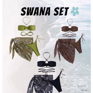 ชุดว่ายน้ำ บิกินี่ Swana set บิกินี่+เสื้อคลุมมีทั้งหมด3สี ดำ เขียว น้ำตาล