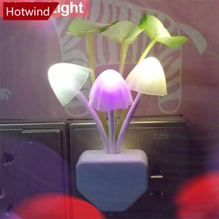 Hotwind โคมไฟกลางคืน LED รูปเห็ด ปลั๊ก EU US เปลี่ยนสีได้ 7 สี สําหรับห้องนอนเด็ก I6P5