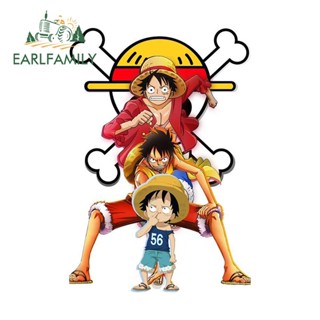 Earlfamily สติกเกอร์ไวนิล ลายการ์ตูน Monkey D Luffy สําหรับติดตกแต่งรถยนต์ 13 ซม. X8.9 ซม.