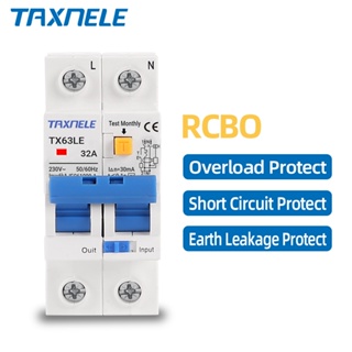 เบรกเกอร์วงจร 230V 2P MCB 30mA ป้องกันกระแสไฟเกิน RCBO RCCB RCD 16A 32A 63A