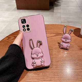 เคสโทรศัพท์มือถือ ซิลิโคนนิ่ม ลายกระต่ายน่ารัก 3D พร้อมที่ตั้งวาง แฟชั่นหรูหรา สําหรับ Vivo X80 X70 X60 X50 Pro