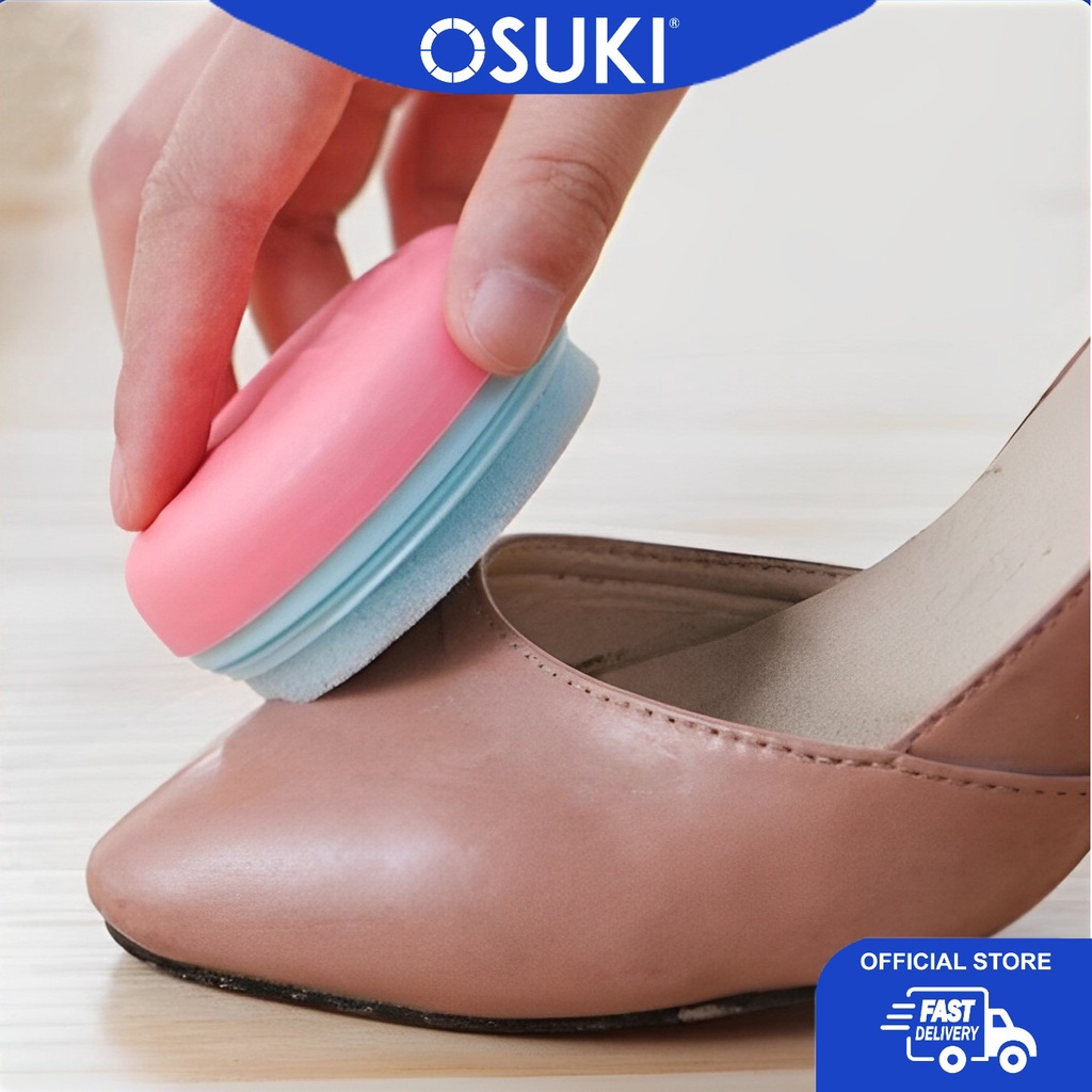OSUKI Portable Macaron Round Candy Color Spoe Shoe Brush Polisher - สีชมพู