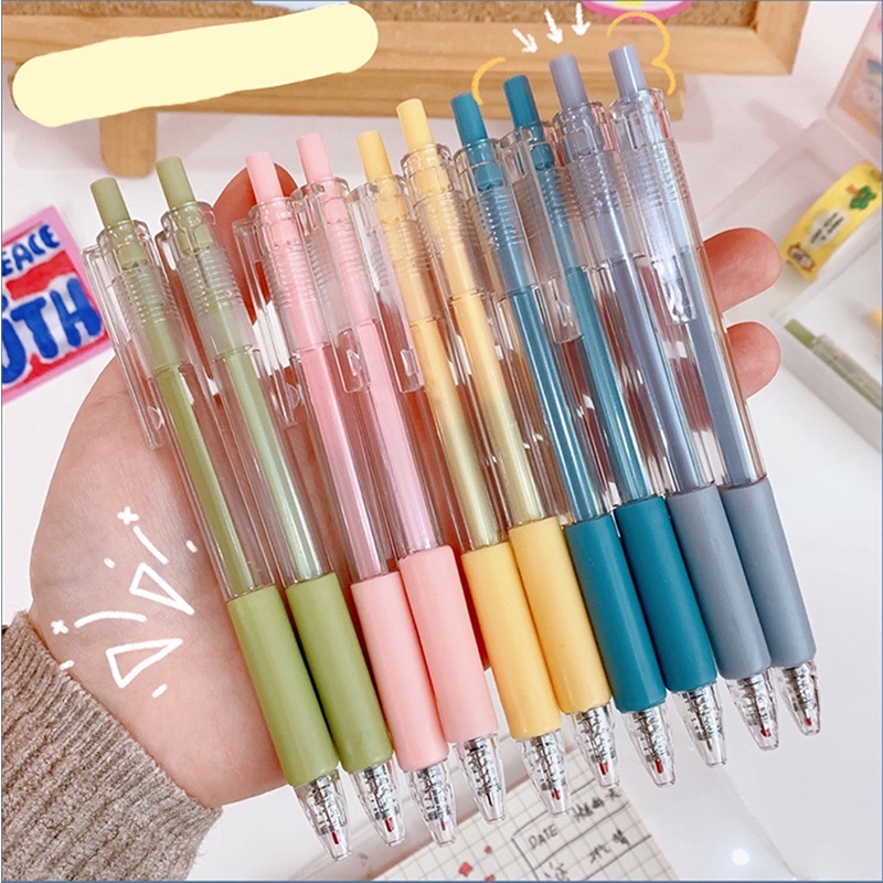 0.5 มม. มาการอง Morandi สีเจล ปากกาลายเซ็น สีดํา นักเรียน เครื่องเขียน ตัวเลือก เติม เปลี่ยนได้