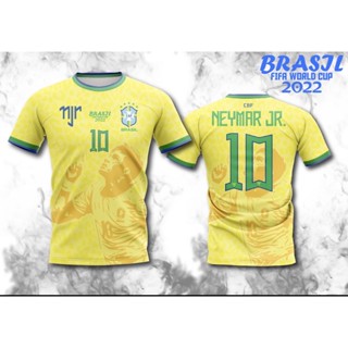 เสื้อพิมพ์ลาย ยอดฮิต ลาย ทีมชาติ เนย์มาร์ 2022 สีเหลือง BRAZIL NEYMAR