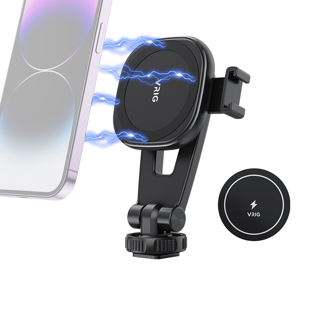 VRIG MG-03 Magnetic Phone Mount Holder Phone Mount with Cold Shoe 1/4 " Thread 360° หมุนได้สําหรับ Iphone 12/13/14 15 Serie และอื่นๆ