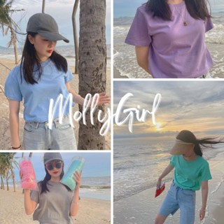 Mollygirl เสื้อครอป คอกลม แขนสั้น เสื้อแฟชั่นผญ 22132#