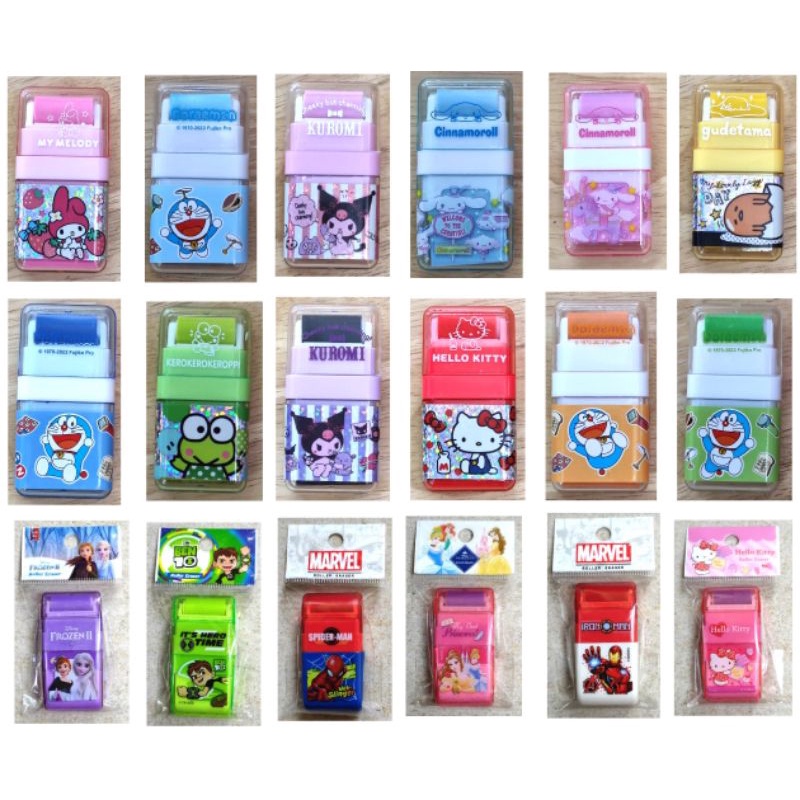 ยางลบมีลูกกลิ้งเก็บเศษ Roller Eraser ลายการ์ตูน คิตตี้, princess, frozen, Ben-10, spiderman, ironman