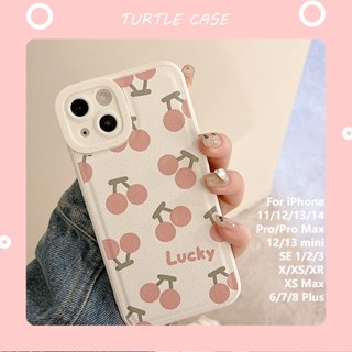 [พร้อมส่ง] เคสโทรศัพท์มือถือหนัง ลายเชอร์รี่ สําหรับ Apple iPhone 14 13 12 11 PROMAX XS XR XSMAX SE2020 6 7 8PLUS MINI