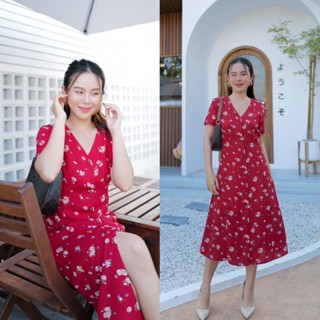 MASS Plus Collection : Dress - Flora Red👋ปัดซ้ายที่รูปเพื่อดูขนาดสินค้า