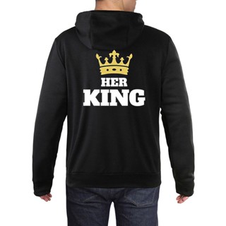 เสื้อกันหนาว มีฮู้ด ลาย Her King His Queen Jumper JXLQ XXS-4XL แฟชั่น ของขวัญวันขอบคุณพระเจ้า สําหรับผู้ชาย YQ