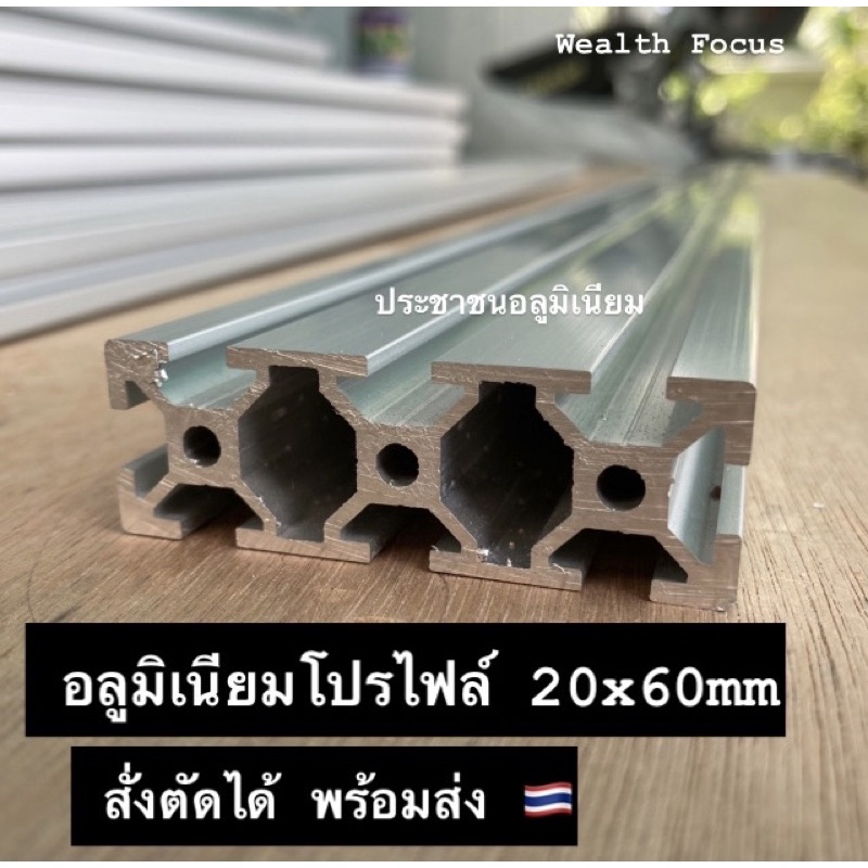อลูมิเนียมโปรไฟล์ T-Nut / T-Slot 20x60 mm สั่งตัดได้ Aliminium Profile T-Slot 20x60 mm