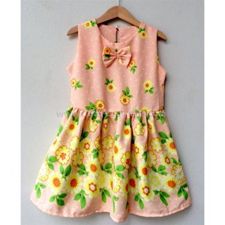 Dress-986 ชุดกระโปรงเด็กหญิงหน้าร้อนลายดอกไม้ Size-130 (6-7Y)