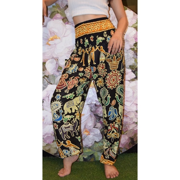 กางเกงขายาวผู้หญิงแฟชั่น ลายช้าง กางเกงสาวอวบ Elephant Pants/Harem pants