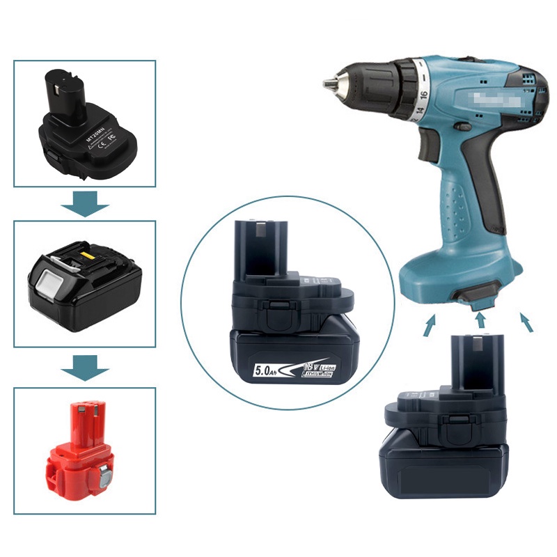 อะแดปเตอร์แบตเตอรี่ MT20MN สำหรับแปลงแบตเตอรี่ลิเธียมไอออน Makita 18V เป็นแบตเตอรี่ NiMH และ NiCd