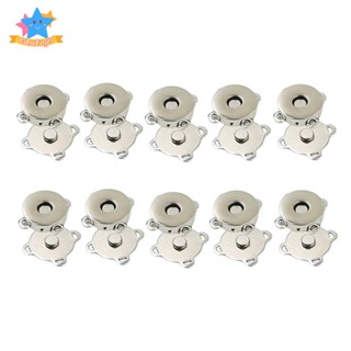 Pretty กระดุมแม่เหล็ก Diy สําหรับติดกระเป๋า 14มม. สีเงิน 10คู่