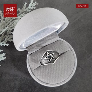 MT แหวนเงินแท้ สลักรูปดาว งานรมดำเข้ม ไซส์: 59 Solid 925 Sterling Silver Ring (sr262) MT Jewelry มณีธารา