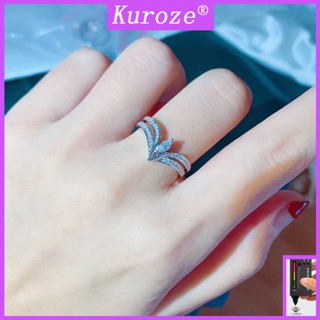 Kuroze แหวนโมอิส ทอง 18K แฟชั่นใหม่ สําหรับผู้หญิง