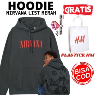 (10.10) Hm NIRVANA DARK เสื้อฮู้ดดี้ สีเทาเข้ม สําหรับผู้ชาย ผู้หญิง