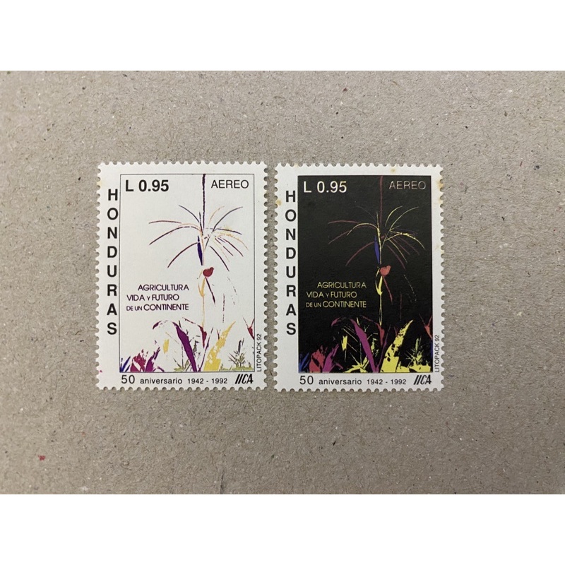 {JK} Honduras 1992 - The 50th Anniversary Of Inter Institute สําหรับแสตมป์การเกษตร 2V MNH (สีเหลืองเ