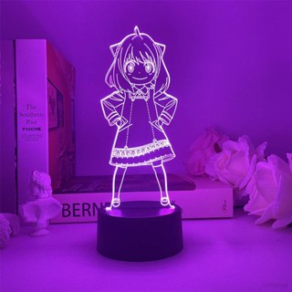 โคมไฟตั้งโต๊ะ LED อะคริลิค ลายการ์ตูนอนิเมะ 3d พร้อมรีโมตชาร์จ USB สําหรับตกแต่งบ้าน