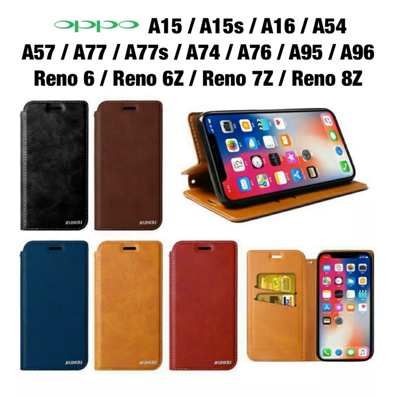 เคสฝาพับ OPPO A15 A15s A16 A54 A57 A74 A76 A77 A77s A95 A96 Reno8z Reno 6Z 7Z 8Z Reno6 ออปโป ออปโป้ 